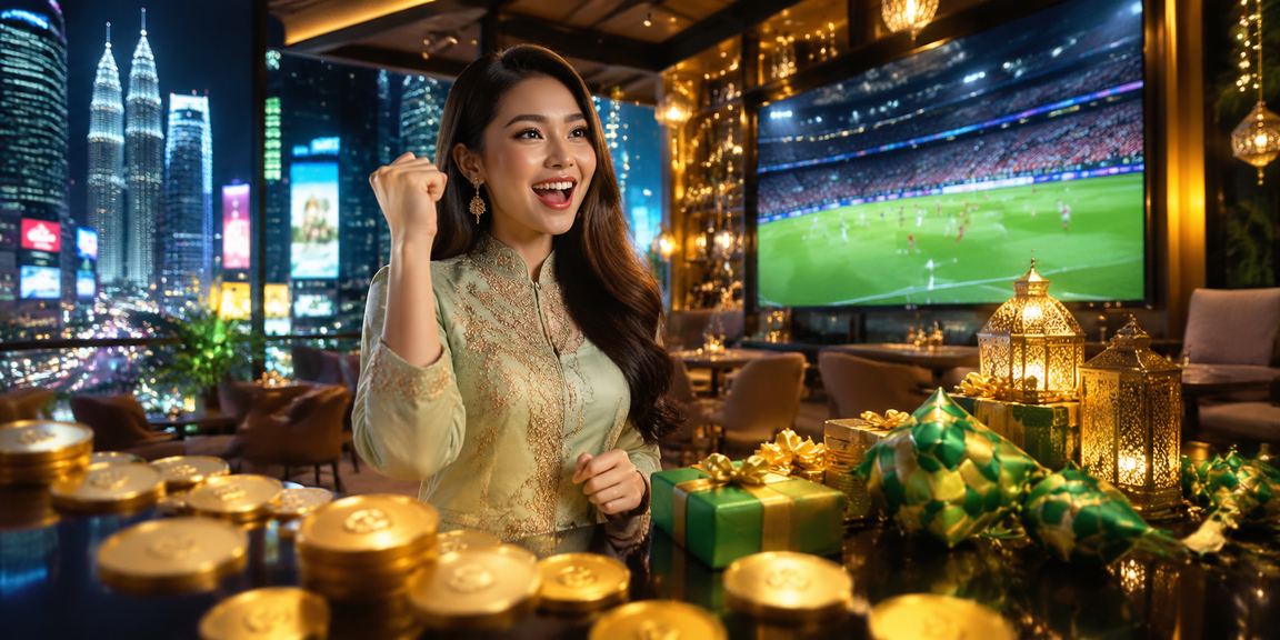 Suasana perayaan Hari Raya di kasino hiburan cat6 Kuala Lumpur dengan promosi jackpot istimewa